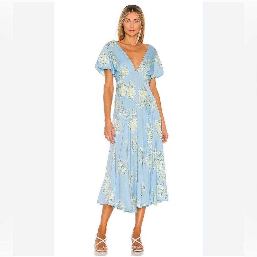 🌠FREE PEOPLE- Laura Printed Dress in Sky Blue, Size: L